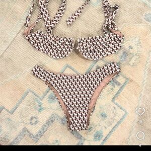 Monday Swimwear Geometric Bikini in Brown and White